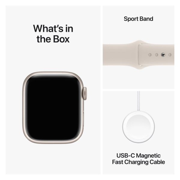 Apple Watch Series 9 with Sport Band - LTPO OLED   64GB   45mm   Medium Large   Bluetooth   Wi-Fi   Starlight For Sale