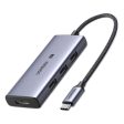 UGREEN 4-in-1 Adapter USB-C to 3x USB 3.0 + HDMI2.1 8K - Grey on Sale