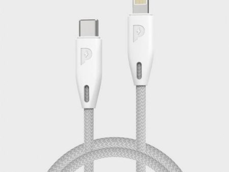 Powerology Braided - USB-C to Lightning Cable   6.6ft   White Supply