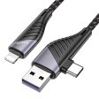 Hoco PD 20W 2-In-1 Super Fast Charging Type-C & Lightning Data Cable 1.2m- Black Online Sale