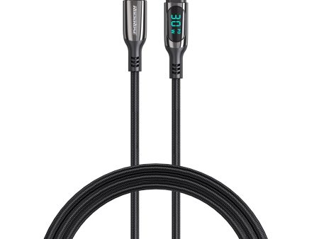 RockRose Transparent 27W Fast Charging Cable with Digital Power Display USB-C to Lightning - Black Online