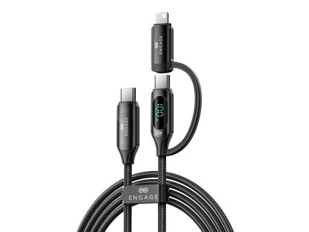 Engage 2 In 1 USB-C To USB-C Lightning 100w Fast Charging Digital Cable 1 Meter - Black on Sale