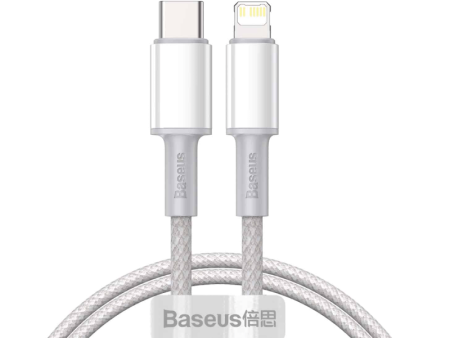 Baseus High Density Braided Fast Charging Data Cable - USB-C To Lightning   1 Meter   White Discount