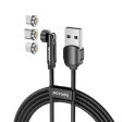 Porodo 3in1 Rotating Connector Braided Magnetic Cable - Lightning   Type-C   Micro USB   1Meter - Black Discount