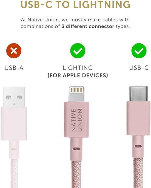 Native Union Belt Cable USB-C to Lightning 1.2M - Rose on Sale