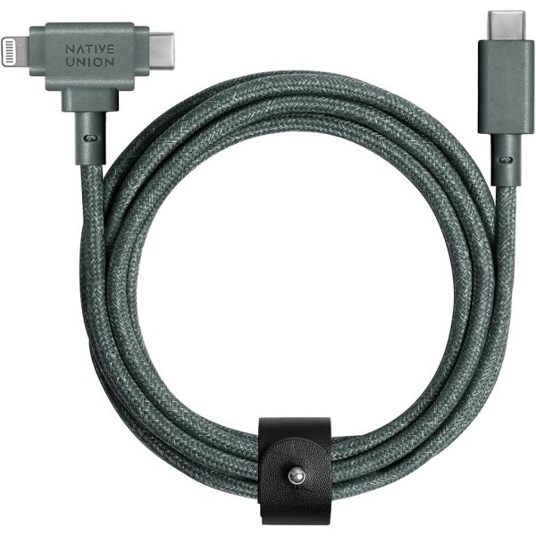 Native Union Belt Cable Duo Type C-C-Lightning 1.8m - slate Green Online Hot Sale