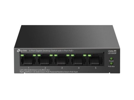 TP-Link (LS105GP) 5-Port Gigabit Desktop Switch with 4-Port PoE+ - 10 Gbps   LAN Fashion