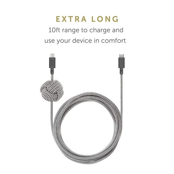 Native Union Night Cable USB-C to Lightning - 3 Meter   Zebra on Sale