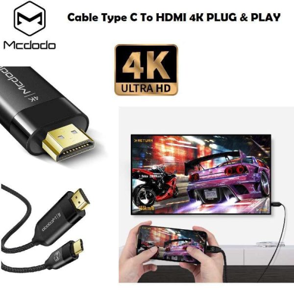 Mcdodo HDMI To Type-C Cable - 2M   Black For Discount