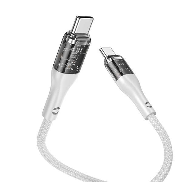 Hoco U115 Type C to Type C PD 100W Transparent Data Cable With Display – Gray Fashion