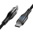 Hoco U115 Type C to Type C PD 100W Transparent Data Cable With Display - 1.2 Meter   Black Online now