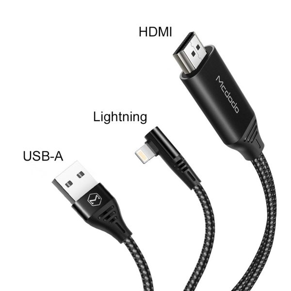 Mcdodo 90 Degree USB Lightning to HDMI 4K HD Adapter TV Cable 2 Meter for iPhone iPad Hot on Sale