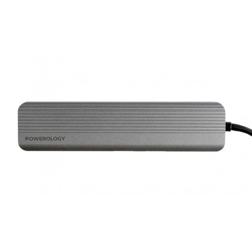 Powerology 6in1 Slim 4K HDMI USB-C Hub - Gray Supply