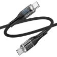 Hoco U115 Type C to Type C PD 100W Transparent Data Cable With Display - 1.2 Meter   Black Online now