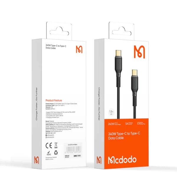 Mcdodo Black Series 240W Type-C to Type-C Data Cable 1.2m CA-3680 Hot on Sale