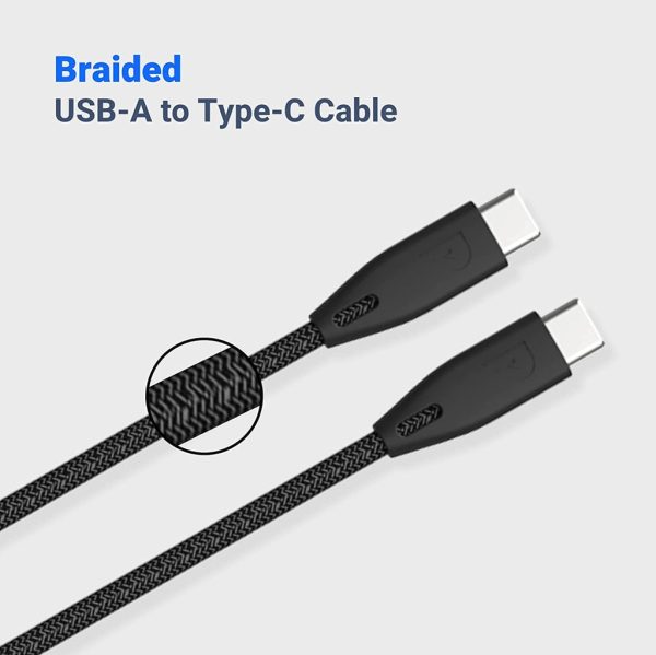 Powerology Braided USB-C to USB-C Cable - 2m   6.6ft Supply