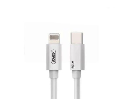 Aspor A109PD Type-C to Lightning Cable - 1 Meter   27W   3.0A   White Online Sale