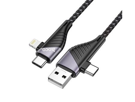 HOCO U95 4-IN-1 Illustrious Multifunction Charging Cable - USB USB-C To USB-C Lightning   1.2 Meters   Black on Sale