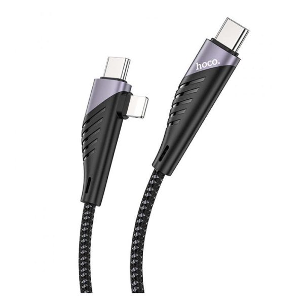 HOCO U95 2-IN-1 Charging Cable - USB-C To USB-C Lightning   1.2 Meters   Black Discount