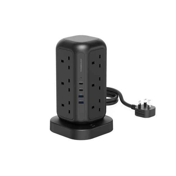 Powerology 12 Socket Multi-Port Tower Hub Extension 3M Supply