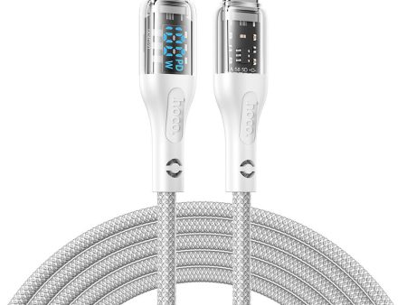 Hoco U115 Type C to Type C PD 100W Transparent Data Cable With Display – Gray Fashion