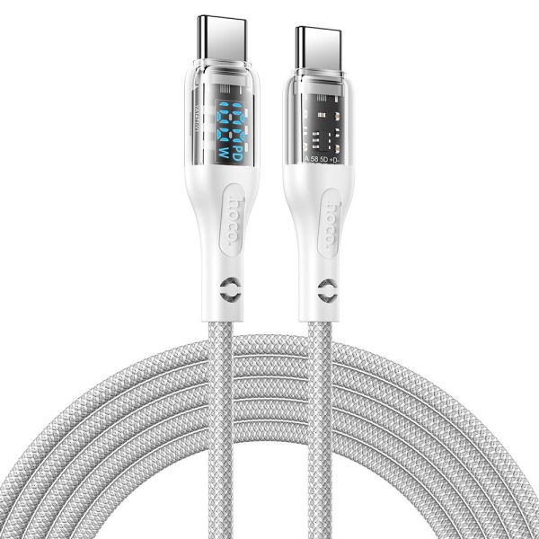 Hoco U115 Type C to Type C PD 100W Transparent Data Cable With Display – Gray Fashion