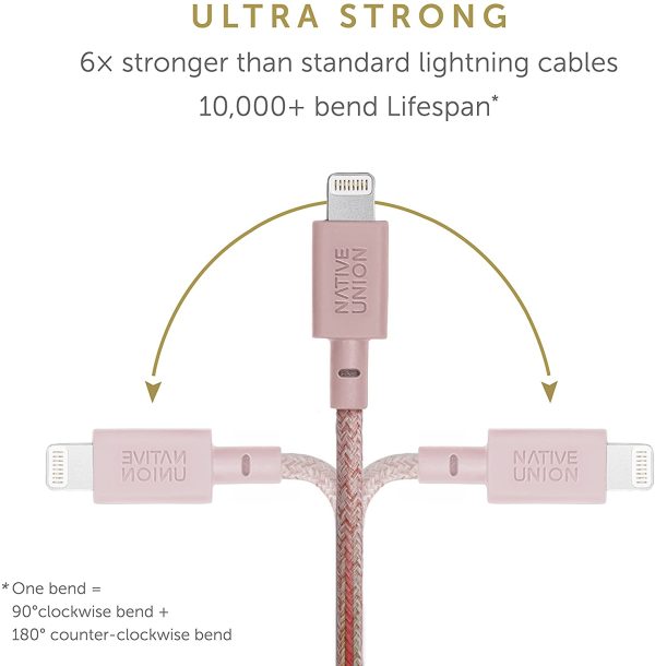 Native Union Belt Cable - USB A to Lightning 1.2M - Rose Fashion