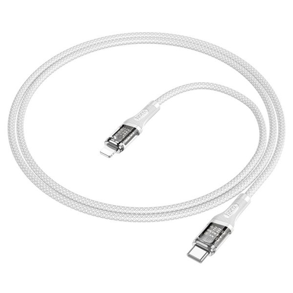 Hoco U115 Type C to Type C PD 100W Transparent Data Cable With Display – Gray Fashion