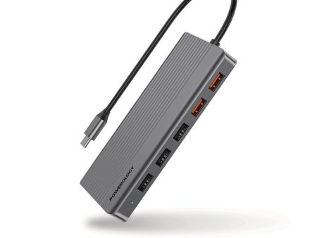 Powerology 12in1 USB-C Hub - HDMI   SD & Micro SD   USB   LAN For Sale