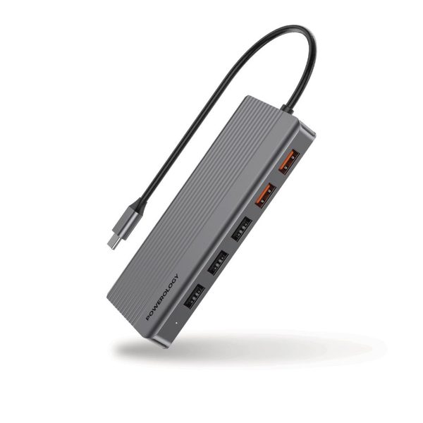 Powerology 12in1 USB-C Hub - HDMI   SD & Micro SD   USB   LAN For Sale