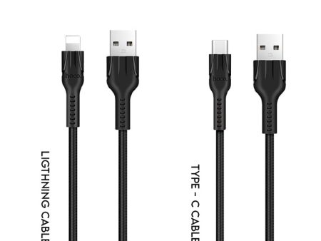 HOCO X20 Flash Charging Data Sync Cable - USB-C   Lightning   1 Meter   Black - Pack of 2 Discount