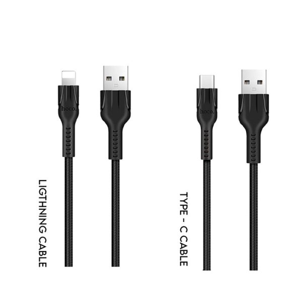 HOCO X20 Flash Charging Data Sync Cable - USB-C   Lightning   1 Meter   Black - Pack of 2 Discount