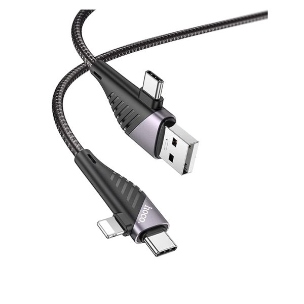 HOCO U95 4-IN-1 Illustrious Multifunction Charging Cable - USB USB-C To USB-C Lightning   1.2 Meters   Black on Sale