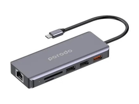 Porodo 9in1 4K HDMI Ethernet USB-C Hub Supply