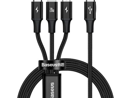 Baseus Rapid Series 3-in-1 Type-C Cable  - Type-C   Lightning   Micro-USB   1.5 Meter   Black Online now