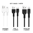 Hoco X20 Flash Charging Data Cable - 3Meter   Type-C  Lightning   Micro USB   Black   White For Cheap